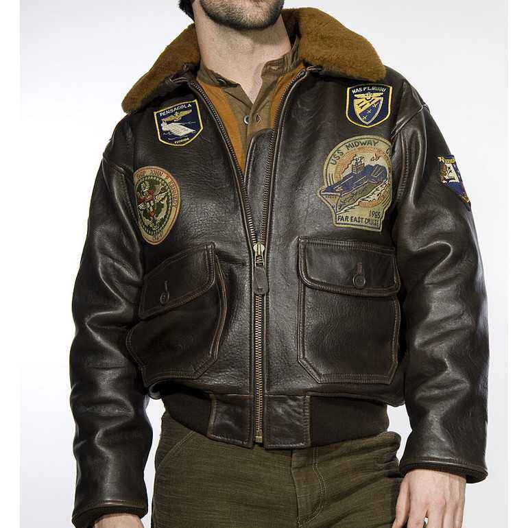 Мужская куртка Schott G-1 Top Gun Wings of Gold Leather Bomber Jacket Antique Brown — изображение 4