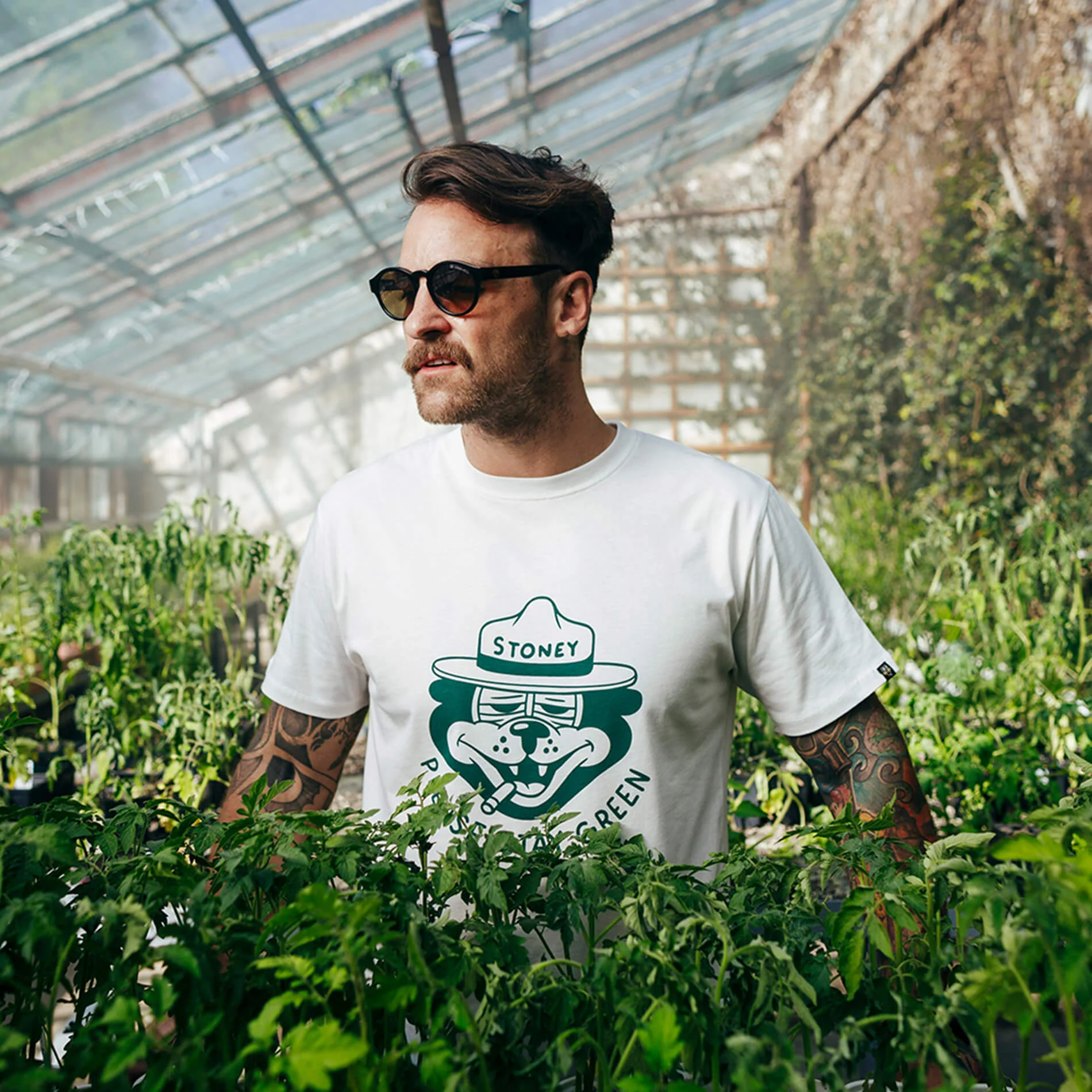 Футболка Dudes Factory Please Stay Green White/Green — изображение 4