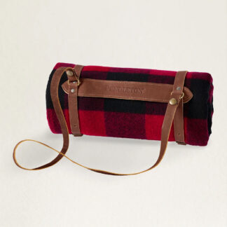 Плед Pendleton Motor Robe Rob Roy Red с кожаным ремнём для переноски