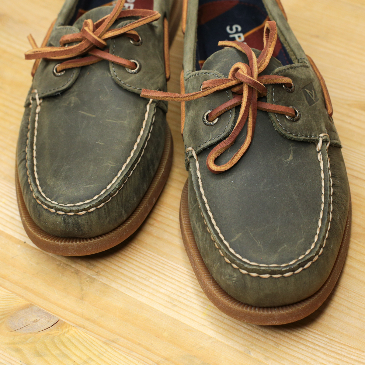 Мужские топсайдеры Sperry A/O 2-Eye Varsity Olive Boat Shoes — изображение 5