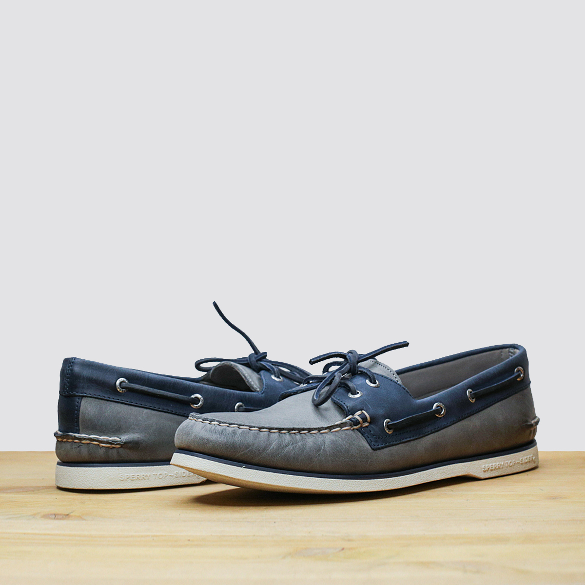 Мужские топсайдеры Sperry A/O 2-Eye Gold Cup Navy/Grey Boat Shoes — изображение 3